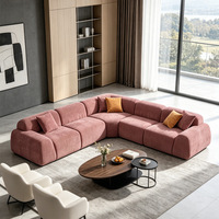 Canapé modulaire en mousse chenille douce, inspiré du style Zen pour hall d'hôtel, entretien facile, canapé sectionnel modulaire sans armature en éponge