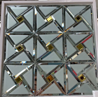 Mosaïque de miroir biseauté sur mesure avec décalcomanie de toile de fond en verre de cristal incrusté