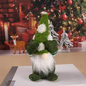 Gnomo Navideño de Peluche Sin Rostro con Manos que Cubren los Ojos, Gorro de Punto Gris, Pompón Blanco, Decoración Navideña - Product Image 5