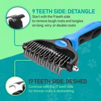 Brosse de toilettage pour animaux de compagnie personnalisée double face, peigne de râteau pour chiens et chats, 2 pièces