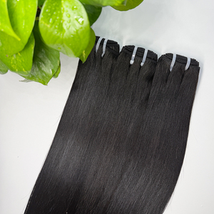 Mèches de cheveux humains vierges bruts malaisiens lisses, cuticules alignées, double trame, noir naturel brillant - Product Image 1