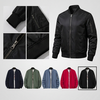 Blouson aviateur noir MA-1 imperméable en Taslan avec poignets et ourlet côtelés pour les voyages en plein air et le quotidien