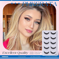 Faux cils en vison naturels, longs, volumineux, en grappe, pour maquillage de scène, 5 paires, faits à la main, réutilisables