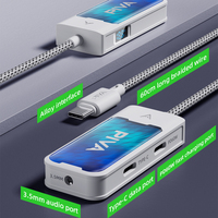 Adaptador de Juegos PIVA 3 en 1 Tipo-C, 3.5mm, PD60W, Carga Rápida, Transferencia de Datos USB C, DAC 32Bit/384Khz, 480Mbps, Pantalla de Carga