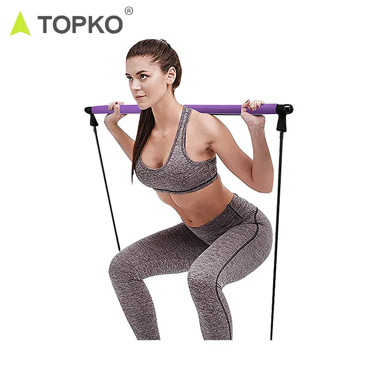 TOPKO tragbare 3 abschnitt hohe widerstand pro yoga pilates indoor fitness pilates bar kit übung stick mit widerstand seil