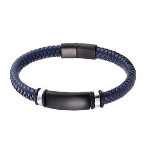 Pulsera Minimalista y Moderna Arlin al por Mayor, Hebilla Negra Electrochapada, Línea Azul y Tejido Negro, Joyería para Hombre - Product Image 4