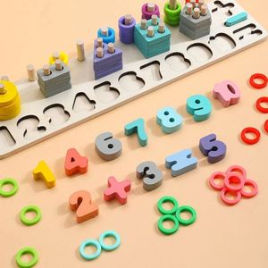 Wholesale Kids Wood Stacking Blocks Gift Number Sorting Montessori Math Learning <b>Puzzle</b> Toys with Color <b>Box</b> Packaging - Product Image 3
