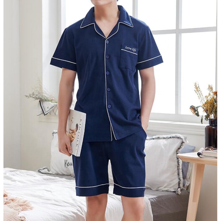 Summer shortsleeve cotton top and cheap mens satin pajamas
