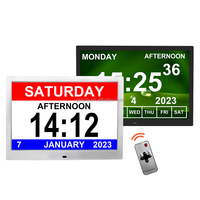 Pro 13 "Jam kalender Digital analog, jam pengobatan tanggal hari untuk lansia, alarm kustom, pengingat obat DST otomatis