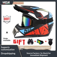 Casque de descente tout-terrain VIRTUE trois pièces intégral avec visière transparente certifiée DOT et ISO