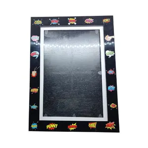 Custom Zwart & Wit Led Art Frame Plastic Acryl Fotolijst Met Uv Gedrukt Houten Doos Voor Huisdecoratie