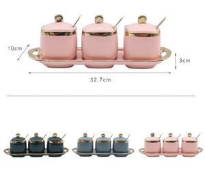Household Combination Seasoning <b>Jar</b> Set Kitchen <b>Spice</b> Ceramic Canister With Lid - Product Image 2