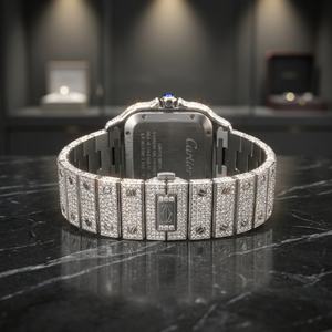 Montres d'affaires de luxe sur mesure, style antique, haute qualité, avec bracelet en cuir, acier inoxydable, verre saphir et moissanite VVS brillante - Product Image 2
