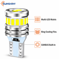 Ampoule LED Sunshiny T10 W5W 194 168 16+2-SMD 3030 3014 203LM 360 °   Plaque d'immatriculation de voiture, éclairage intérieur de type dôme, IP68