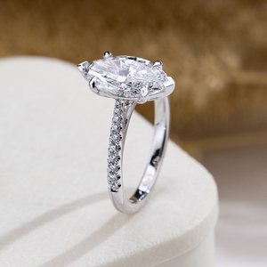 Messi Jewelry MSR-2141 14K Gold Marquise Shape Cathedral Setting Lab Grown <b>Diamond</b> <b>Ring</b> Engagement <b>ring</b> - Product Image 3