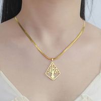 Collier Arbre de Vie Myshape, Collier Géométrique Losange Tendance, Pendentif Arbre Classique, Bijoux en Acier Inoxydable, Cadeau d'Anniversaire