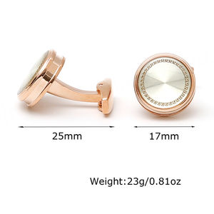 Mancuernillas Clásicas de Joyería Simple, Redondas, en Oro Rosa para Camisa de Hombre - Product Image 2