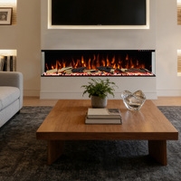 Cheminée électrique décorative à flamme simulée, 3 côtés, télécommande, pour salon