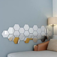 Vente en gros d'autocollants muraux en miroir hexagonal en acrylique 3D de grande taille autocollants muraux décoratifs 3D