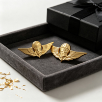 Insigne d'aile de parachute en métal personnalisé, moulé sous pression en or, gaufré en 3D, finition émail dur