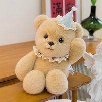 Peluche Éléphant Mignon de 30 cm, Ours en Peluche, Mouton, Poupée en Peluche Douce avec Chapeau de Fête et Bonnet en Dentelle pour Cadeau d'Anniversaire Enfant
