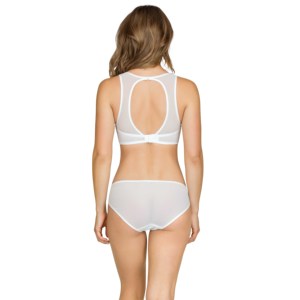 Completo Intimo Donna in Pizzo Trasparente con Ricamo Floreale, <span class=keywords><strong>Reggiseno</strong></span> Push-up a <span class=keywords><strong>Collo</strong></span> Alto e Slip, Set <span class=keywords><strong>Reggiseno</strong></span> con Spalline Incrociate - Product Image 3