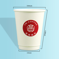 Gobelets en papier jetables blancs personnalisés en gros avec impression de logo rouge pour café et boissons chaudes