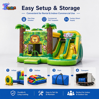 Château gonflable Jungle avec toboggan, château de saut pour enfants, château gonflable commercial pour location de fête en plein air