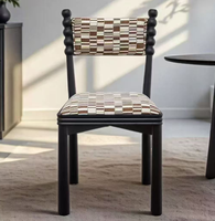 Chaise de salle à manger en bois massif de style Mid-Century, en bois d'hévéa, avec dossier rembourré, entièrement assemblée pour café - Vente en gros usine