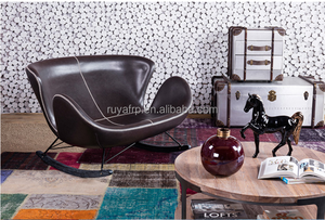 Balcon nordique Double cuir moderne <span class=keywords><strong>noir</strong></span> intérieur <span class=keywords><strong>chaise</strong></span> à bascule inclinable fauteuil paresseux salon maison Art fauteuil canapé de loisirs - Product Image 2