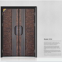 Porte de sécurité européenne Mexin à double battant, en aluminium moulé, richement sculptée, couleur personnalisable, pour entrée de cour