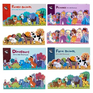 Rompecabezas a rayas de 26 letras para niños, juguetes educativos para niños, rompecabezas cognitivo de doble cara con dibujos animados de animales de granja, rompecabezas a juego - Product Image 2