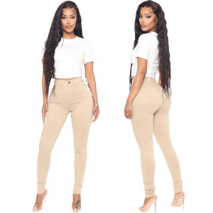 <span class=keywords><strong>Jean</strong></span> Skinny <span class=keywords><strong>Taille</strong></span> <span class=keywords><strong>Haute</strong></span> <span class=keywords><strong>Kaki</strong></span> pour <span class=keywords><strong>Femme</strong></span>, en Denim Tricoté Extensible, Couleur Inaltérable, Vente en Gros OEM - Product Image 2