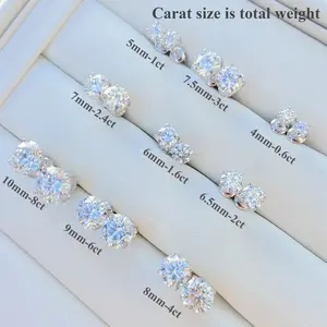 Women 14K Gold Jewelry 0.5CT 1CT 2CT 3CT VVS Lab Created Diamond Stud Earrings Lab Grown Diamond Soltaire Gold Earrings