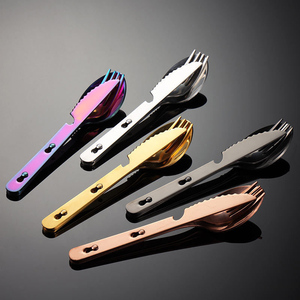 <span class=keywords><strong>Set</strong></span> di Posate da Campeggio Riutilizzabili Portatili da Viaggio in Acciaio Inox con Coltello, Forchetta e Cucchiaio - Product Image 4