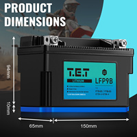 Baterai Lithium LiFePO4 12.8V 4Ah untuk Kendaraan Sport, Layar Tampilan Tegangan Digital, IP67, 1500 Siklus untuk Sepeda Motor/ATV/UTV