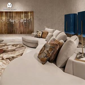Set di Divani Componibili Curvi Reclinabili di Design Italiano con Illuminazione LED Integrata e Tavolo in Marmo, Arredamento di Lusso per Soggiorno - Product Image 4