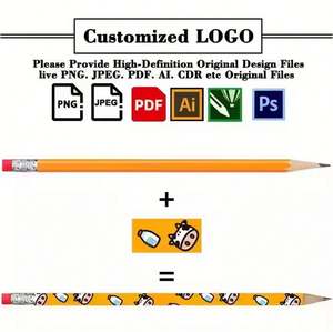 Cadeau promotionnel, vente en gros d'usine, crayons en bois jaunes personnalisés avec logo HB et gomme pour l'écriture des étudiants - Product Image 2