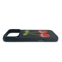 Coque de téléphone TPU tendance OEM, noire, souple, avec motif cerise et zircon, étui de protection pour iPhone 17 Pro Max