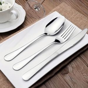 Juego de Cubiertos Modernos Minimalistas de Acero Inoxidable con Acabado Espejo, Incluye Cuchillo, Cuchara y Tenedor para Restaurante o Boda - Product Image 3