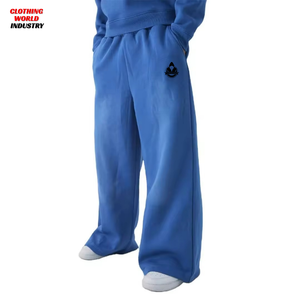 Baggy <b>Trousers</b> Oversized Fit Streetwear Casual Straight Pants Hip Hop Loose Fit Jogger dark blue Mid Elastic Waist Men's Pants - Product Image 1