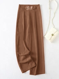 Pantalones Anchos Casuales para Mujer, Elegantes, de Color Sólido, Microelásticos, de Cintura Alta y Ajustados - Product Image 5