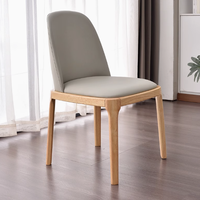 Chaise de salle à manger en bois massif, chaise de salle à manger en chêne et frêne, cuir moderne simple, style nordique, dossier de chaise de salle à manger pour la maison