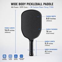 Raquette de pickleball à surface texturée, corps large, surface texturée, 20 mm d'épaisseur, en fibre de carbone brute injectée de mousse, haute résistance