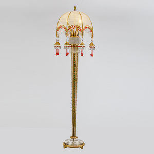 Luxury European Crystal Beads Floor <strong>Lamp</strong> with Copper <strong>Tall</strong> Corner Standing Led Night Light for <strong>Living</strong> <strong>Room</strong> &amp; Study - Product Image 3