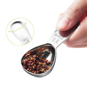 Ensemble de cuillères doseuses de haute qualité en acier inoxydable, 2 pièces, manche court, 30/15 ml, pour café, thé et grains de café - Product Image 4