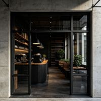 Comptoir de bar moderne en verre pour café, mobilier de café tendance, vitrine en bois sur mesure pour bureau, service de conception offert