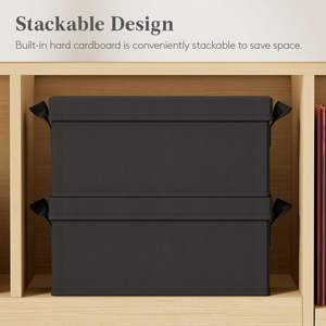 Boîte de rangement pour CD et vinyles en tissu non tissé, pliable, détachable, flexible, avec poignées, empilable, portable, design rectangulaire moderne, type sol - Product Image 4