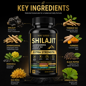 Capsules de Shilajit Extra Fort, Ashwagandha, Tongkat Ali, Rhodiola et Acide Fulvique – Pure Formule Végétale Herbacée de l'Himalaya – Meilleures Ventes pour la Santé - Product Image 3