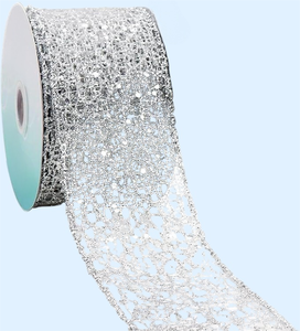 Glitter Wired <strong>Ribbon</strong> for Christmas Tree Sparkling <strong>Mesh</strong> <strong>Ribbon</strong> 2.5 Inch X 10 Yard Wired Edge for Gift Wrapping Crafts Wreath - Product Image 5